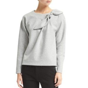 Banana Republic Couture Bow Neck Sweatshirt Light Heather Grey w/ Back Zipper
